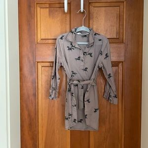 H&M Brown/Black Horse-Print Shirt Dress, 3T